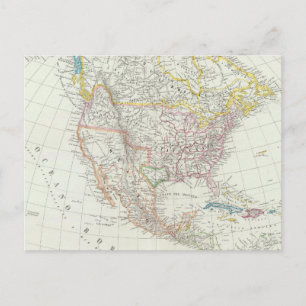 Postal Mapa de Norteamérica