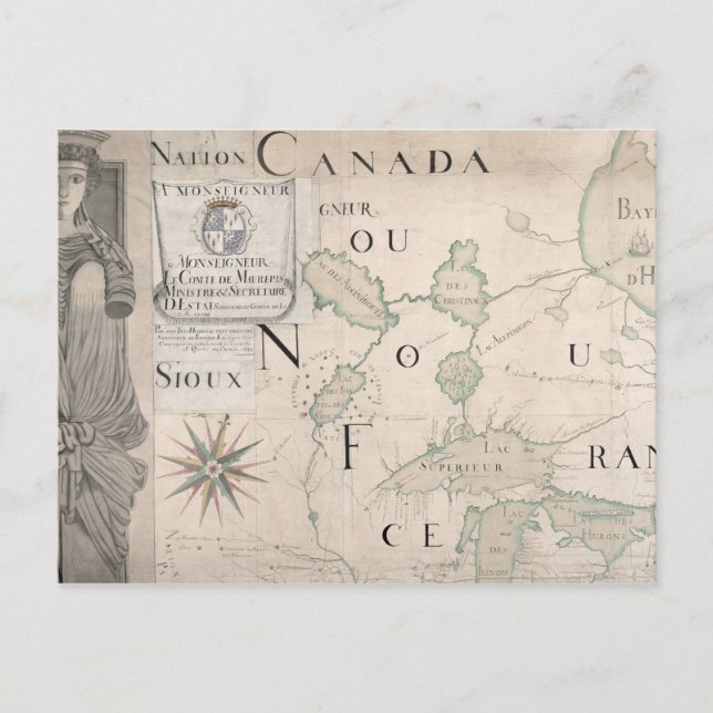 Postal Mapa de Nouvelle-France 1699 (Anverso)