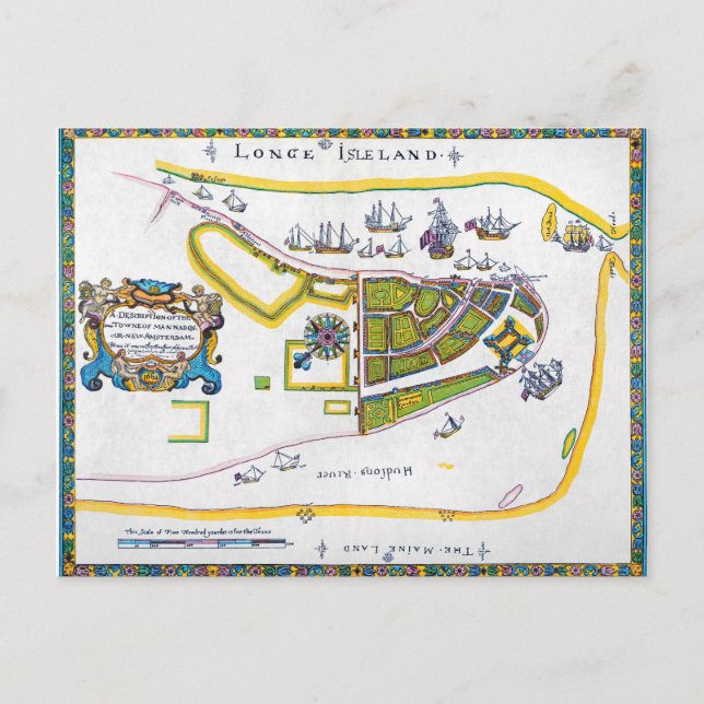 Postal Mapa de Nueva Amsterdam, 1661 (Anverso)