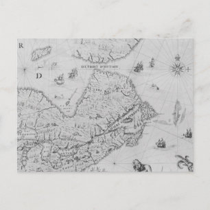Postal Mapa de Nueva Francia o Canadá