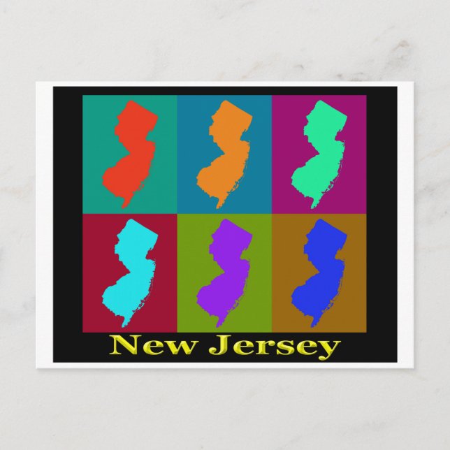 Postal Mapa de Nueva Jersey (Anverso)