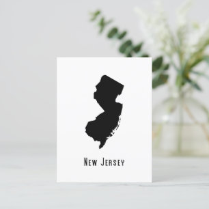 Postal Mapa de Nueva Jersey - Negro y Blanco Moderno Nuev