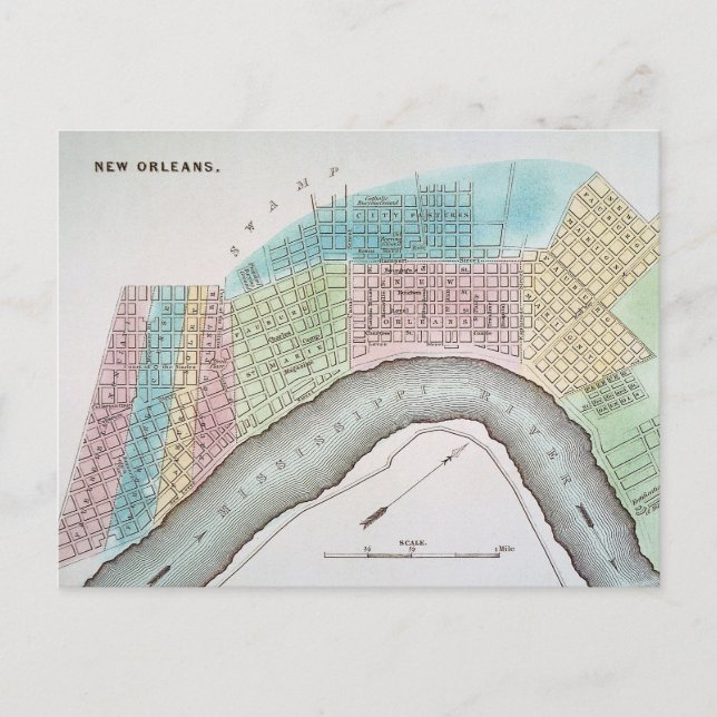 Postal Mapa de Nueva Orleans, 1837 (Anverso)