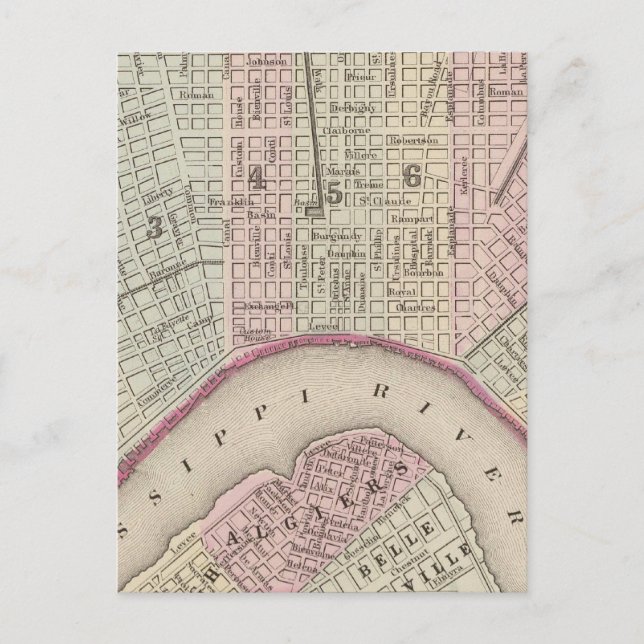 Postal Mapa de Nueva Orleans (1880) (Anverso)