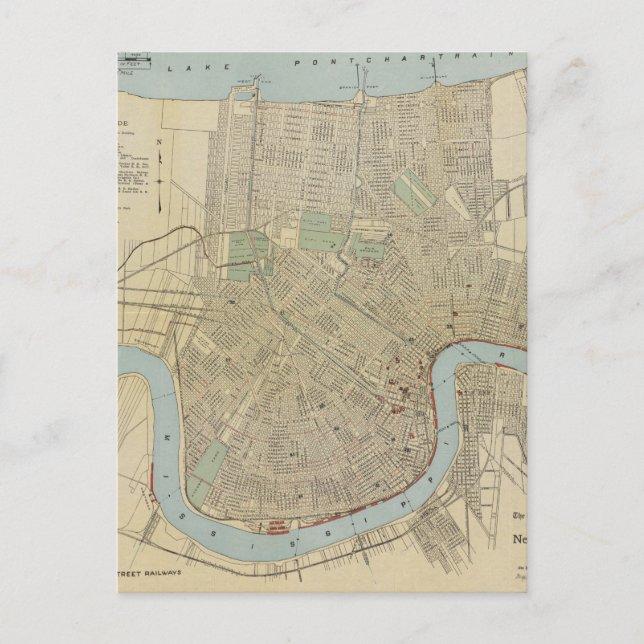 Postal Mapa de Nueva Orleans (1919) (Anverso)
