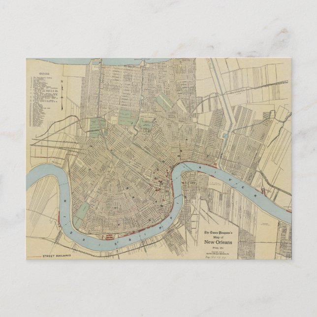 Postal Mapa de Nueva Orleans (1919) (Anverso)