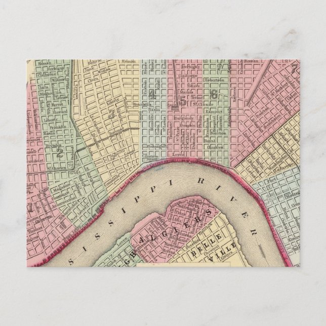 Postal Mapa de Nueva Orleans por Mitchell (Anverso)