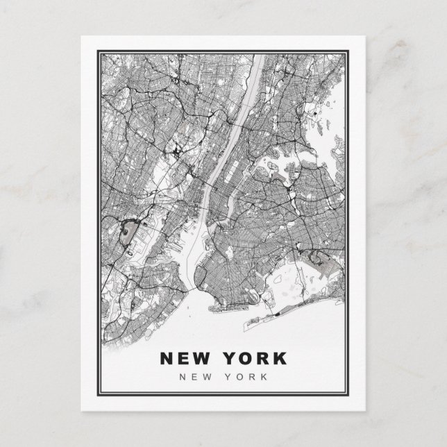 Postal Mapa de Nueva York (Anverso)
