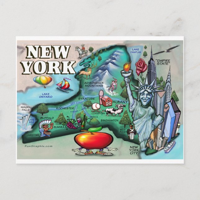 Postal Mapa de Nueva York (Anverso)