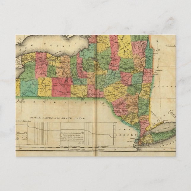 Postal Mapa De Nueva York (Anverso)