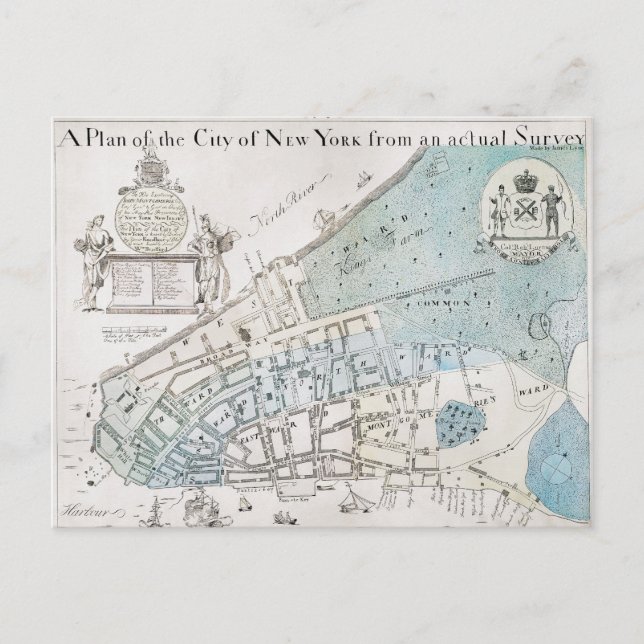 Postal Mapa de Nueva York, 1728 (Anverso)