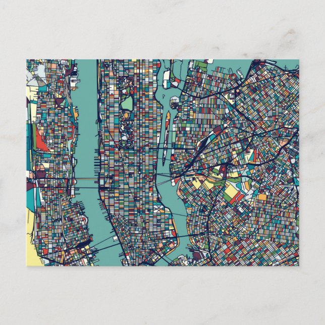 Postal Mapa de Nueva York en Manhattan (Anverso)