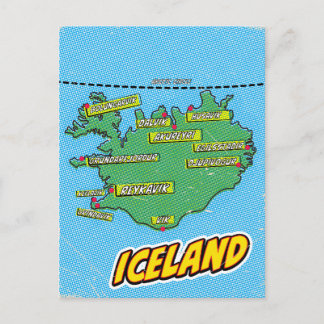 Postal Mapa de Nueva York ilustrado con arte pop