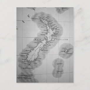 Postal Mapa de Nueva Zelanda