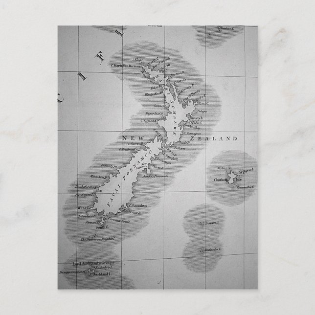 Postal Mapa de Nueva Zelanda (Anverso)