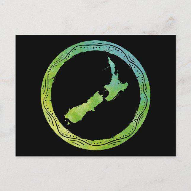 Postal Mapa de Nueva Zelanda (Anverso)