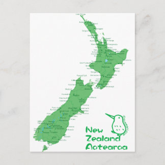 Postal Mapa de Nueva Zelanda
