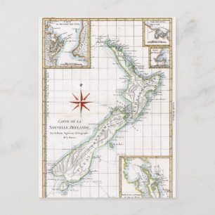 Postal Mapa de Nueva Zelanda de 1787