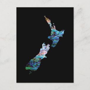 POSTAL MAPA DE NUEVA ZELANDIA PAUA SIMPLE