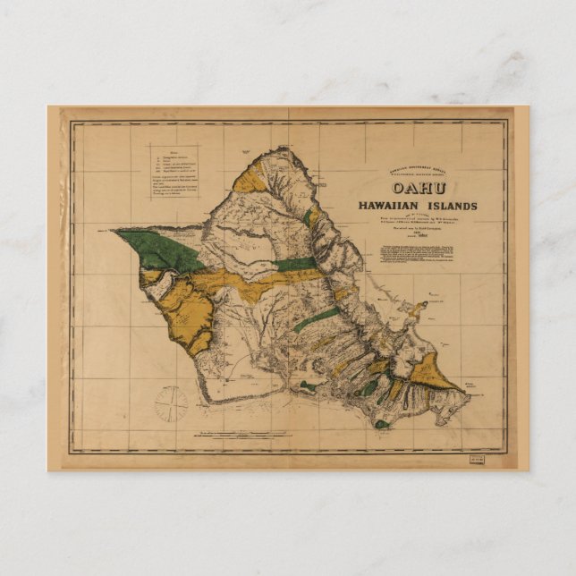 Postal Mapa de Oahu, Isla de Hawái (1881) (Anverso)
