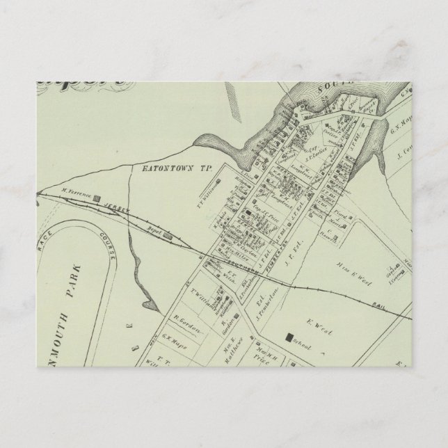 Postal Mapa de Oceanport, NJ (Anverso)