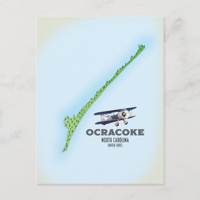Postal Mapa de Ocracoke North Carolina USA (Anverso)