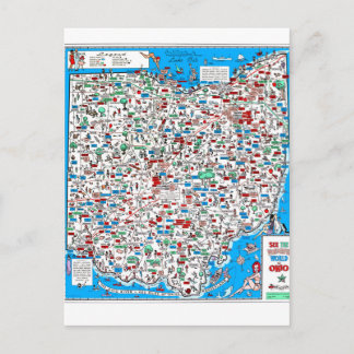 Postal Mapa de Ohio retro 1966