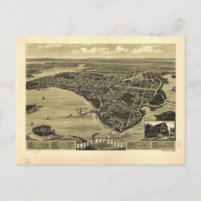 Postal Mapa de Onset Bay Grove Wareham Massachusetts (188 (Anverso)
