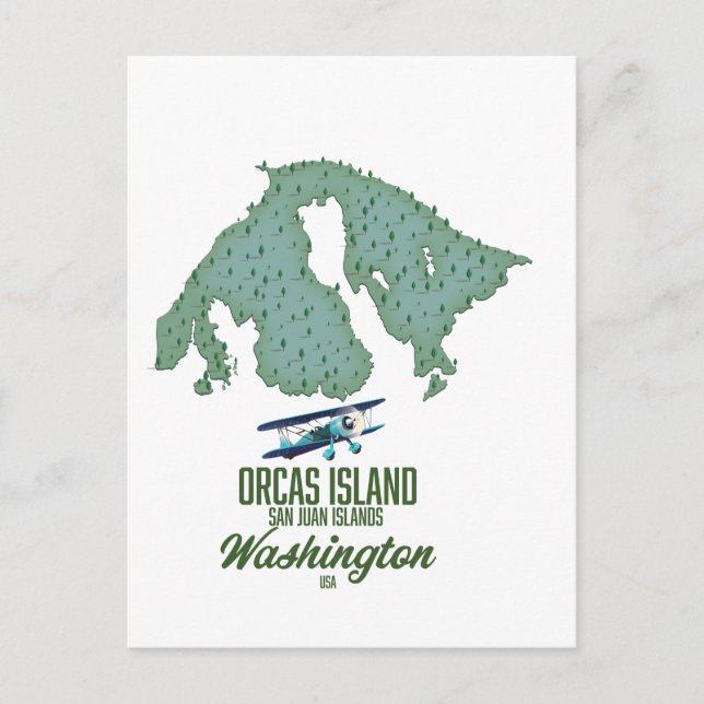 Postal Mapa de Orcas Island, Washington, EE. UU. (Anverso)