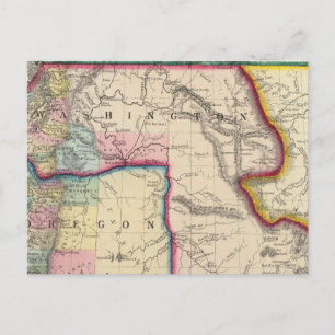 Postal Mapa De Oregón, Washington
