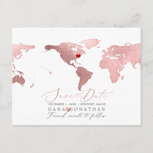 Postal Mapa de oro Rosa, cualquier destino Guardar la fec