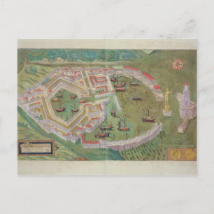 Postal Mapa de Ostia, de 'Civitates Orbis Terrarum' por G