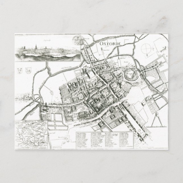 Postal Mapa de Oxford, 1643 (Anverso)