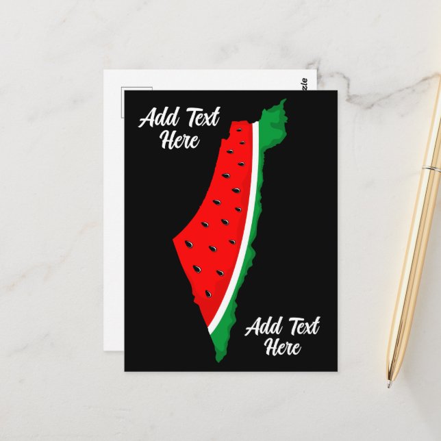 Postal Mapa de Palestina sandía símbolo de la libertad (Anverso/Reverso In Situ)