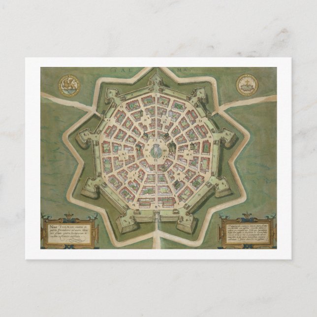 Postal Mapa de Palma, de 'Civitates Orbis Terrarum' por G (Anverso)