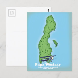 Postal Mapa de Papa Westray Escocia.