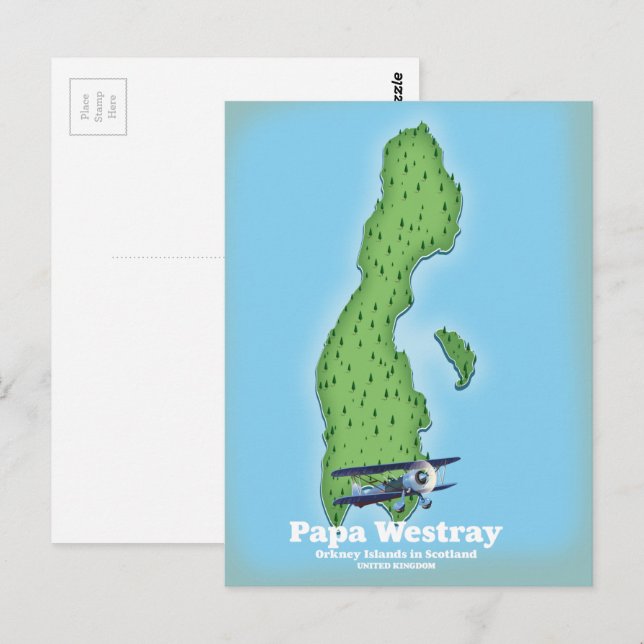 Postal Mapa de Papa Westray Escocia. (Anverso / Reverso)