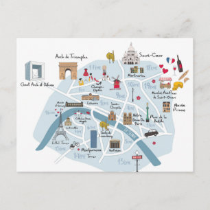 Postal Mapa de París
