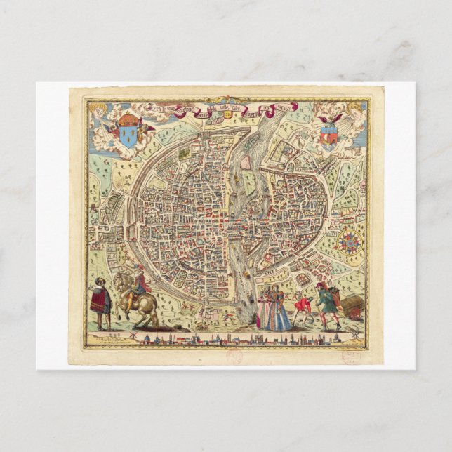 Postal Mapa de París, 1576 (Anverso)