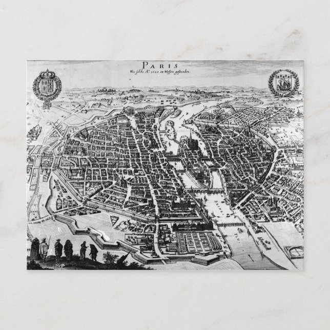 Postal Mapa de París, 1620 (Anverso)