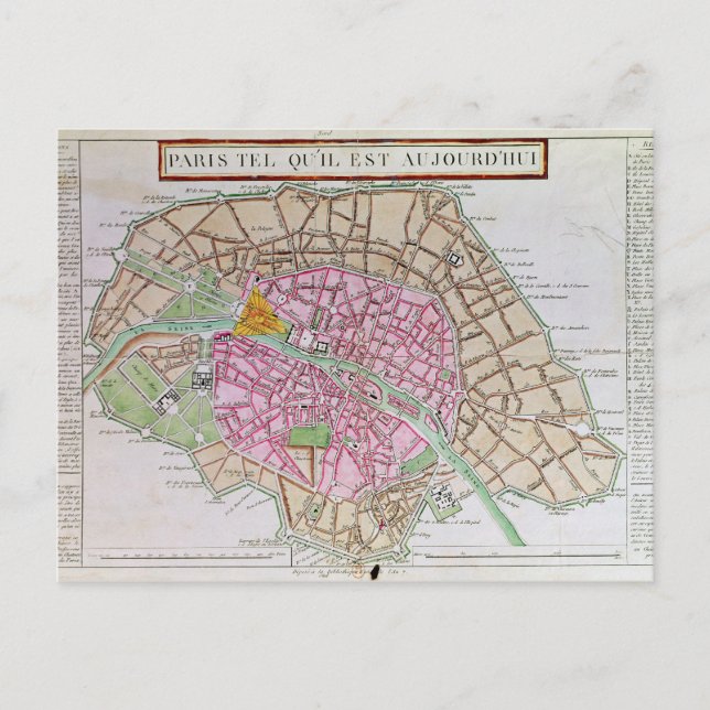 Postal Mapa de París, junio de 1800 (Anverso)