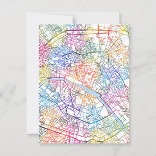 Postal Mapa de París y Francia