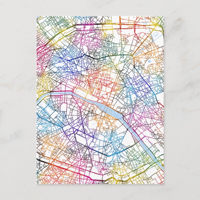 Postal Mapa de París y Francia (Anverso)