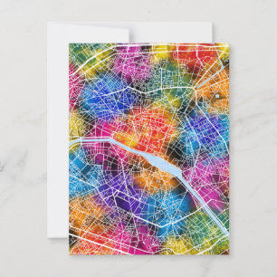 Postal Mapa de París y Francia