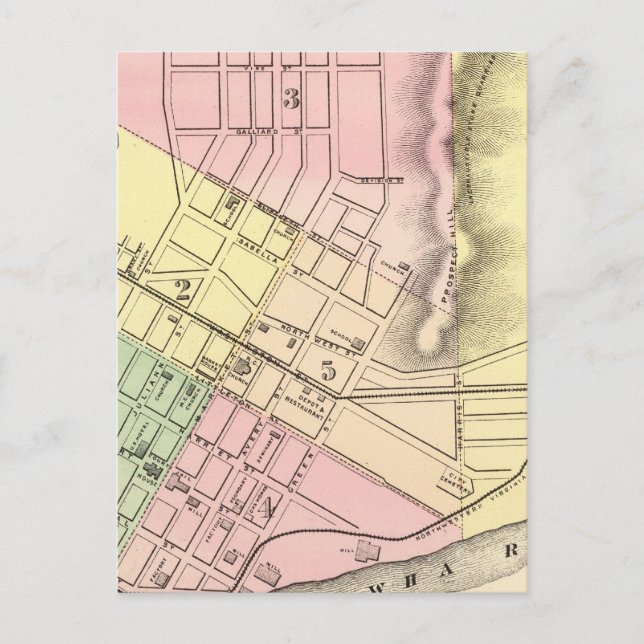 Postal Mapa de Parkersburg, Virginia Occidental (Anverso)