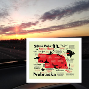 Postal Mapa de Parques Nacionales de Nebraska