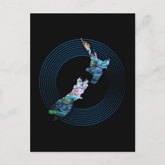 POSTAL MAPA DE PAUA DE NUEVA ZELANDIA (Anverso)