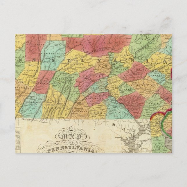 Postal Mapa De Pennsylvania New Jersey Y Delaware (Anverso)