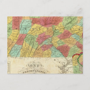 Postal Mapa De Pennsylvania New Jersey Y Delaware