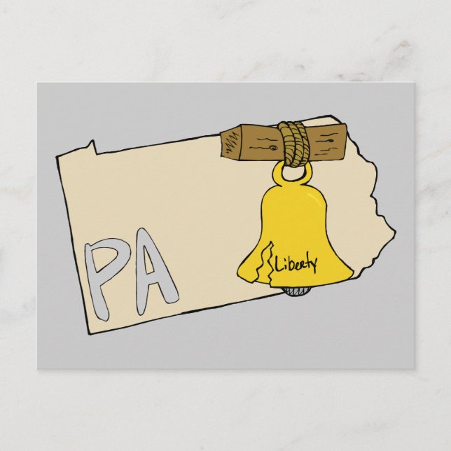 Postal Mapa de Pennsylvania PA con arte Personalizado de  (Anverso)